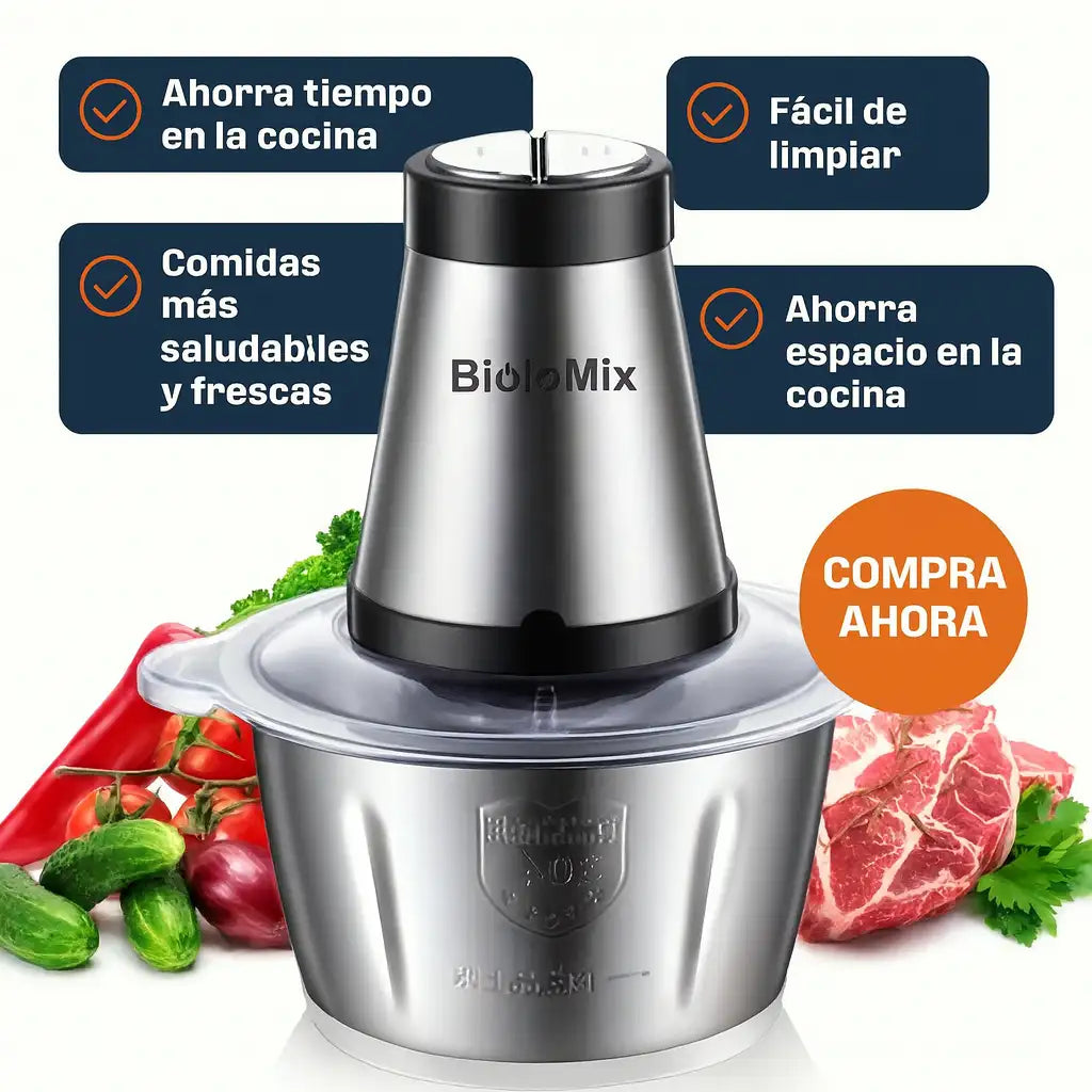 Picadora Eléctrica Multifuncional de 2 Litros: Cocina Rápido y Sin Esfuerzo.