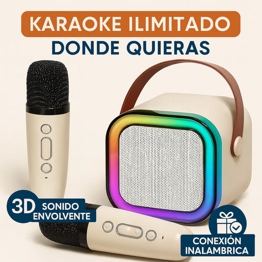 ¡Mini Karaoke Portátil con 2 Micrófonos: Convierte cualquier lugar en una fiesta con el!