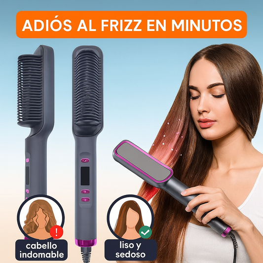 Peine Alisador Eléctrico 2 en 1 – Cabello liso y sedoso en minutos.
