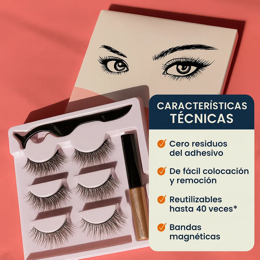 Kit de Pestañas Magnéticas – Volumen Impactante, Sin Pegamento.