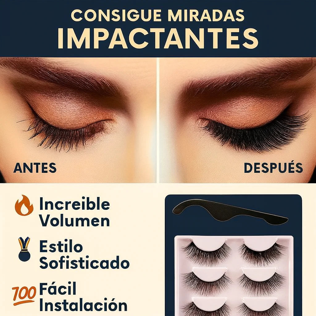 Kit de Pestañas Magnéticas – Volumen Impactante, Sin Pegamento.