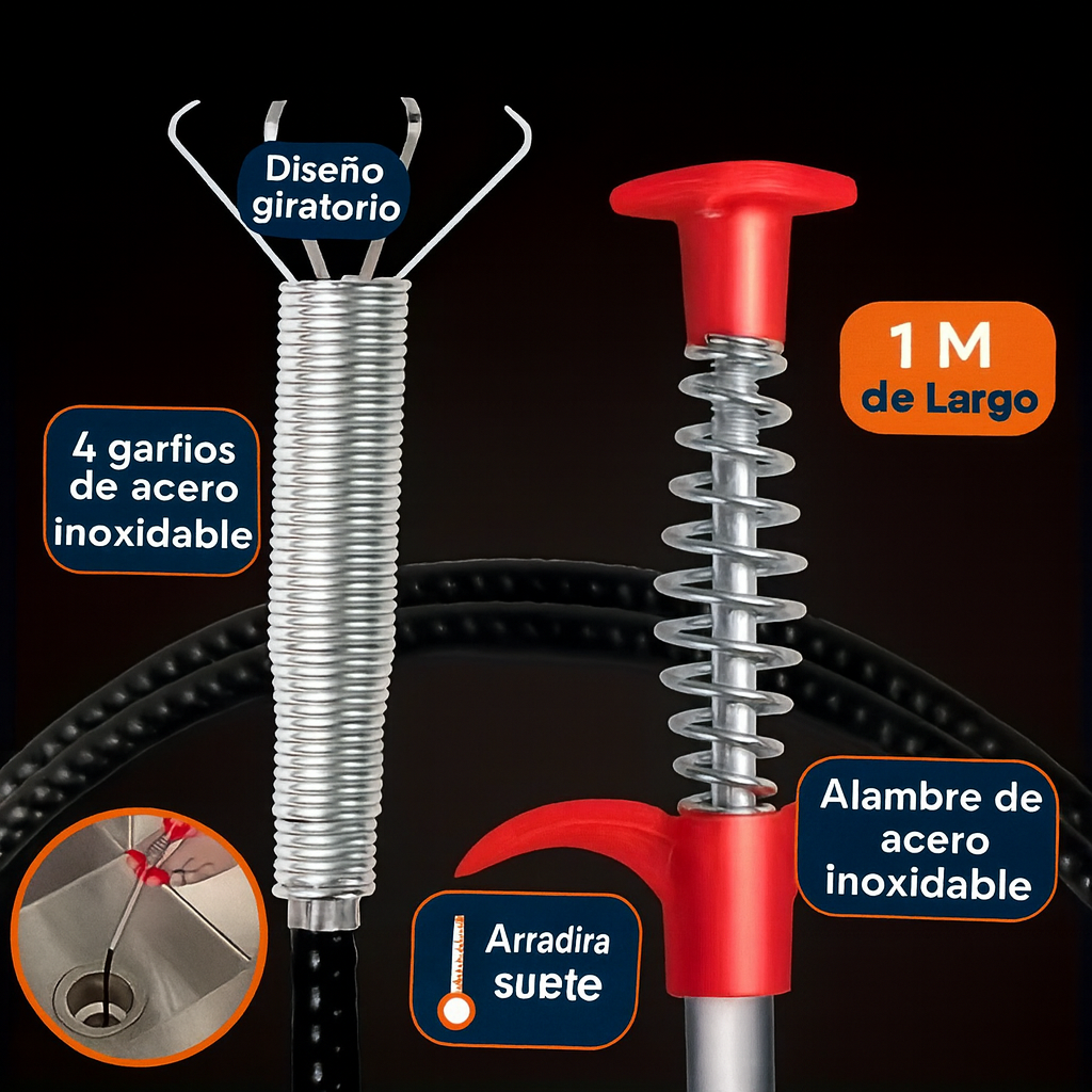 Gancho Desatascador Ecológico – Elimina Tapones sin Químicos.