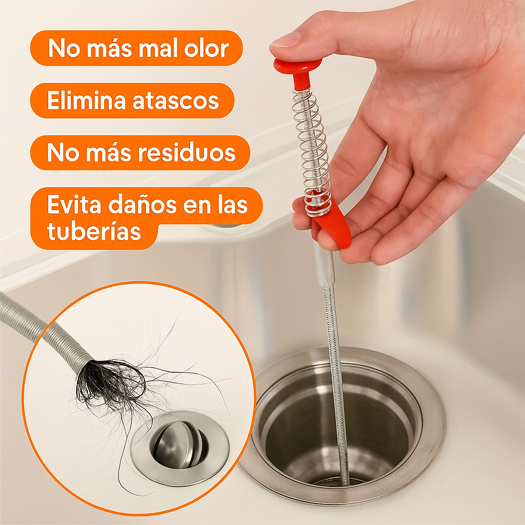 Gancho Desatascador Ecológico – Elimina Tapones sin Químicos.