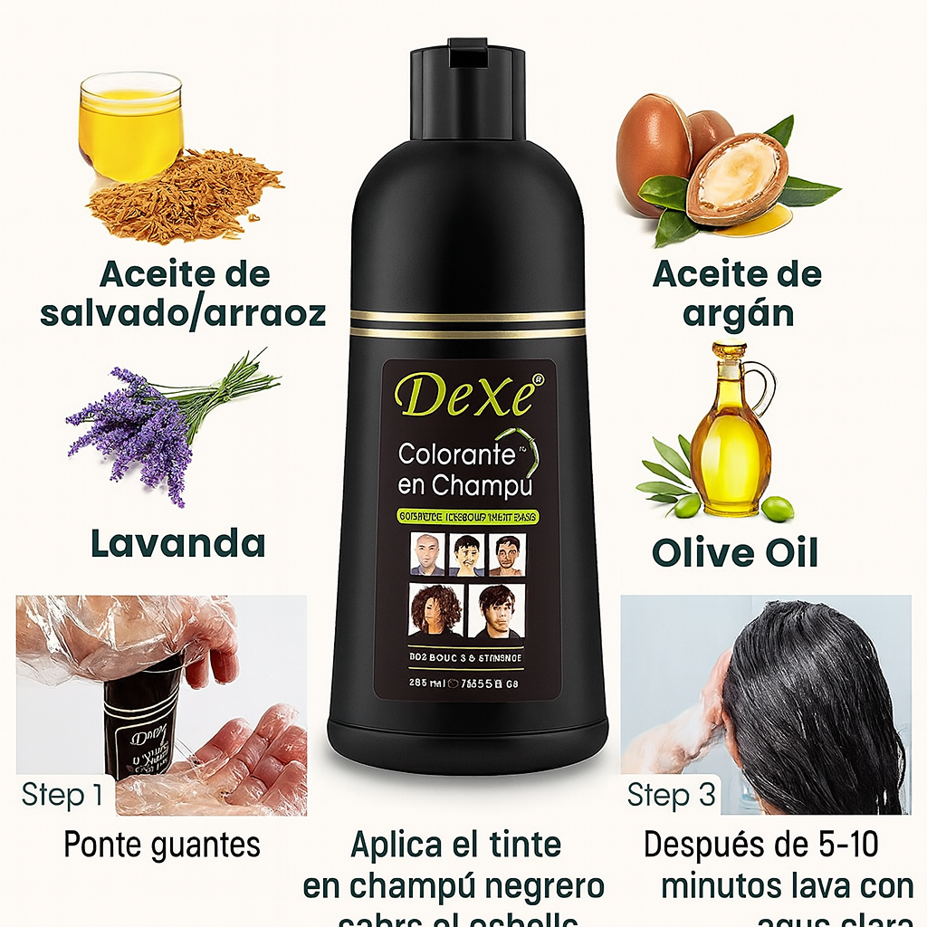 Shampoo Cubre Canas Dexe® – Tinte Natural sin Amoníaco para un Cabello Saludable y Cubierto
