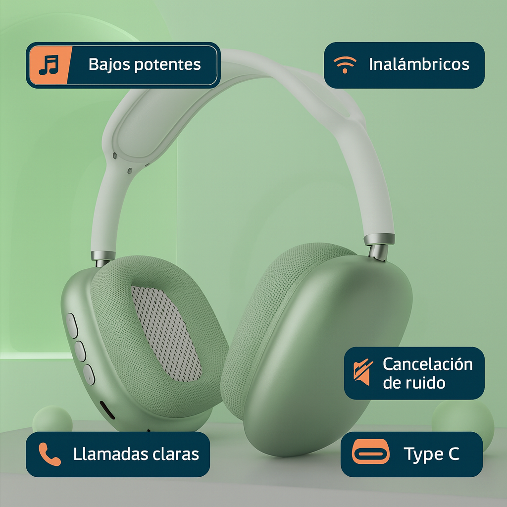 Audífonos Inalambricos P9 - potencia, estilo y música en 360° donde quieras.