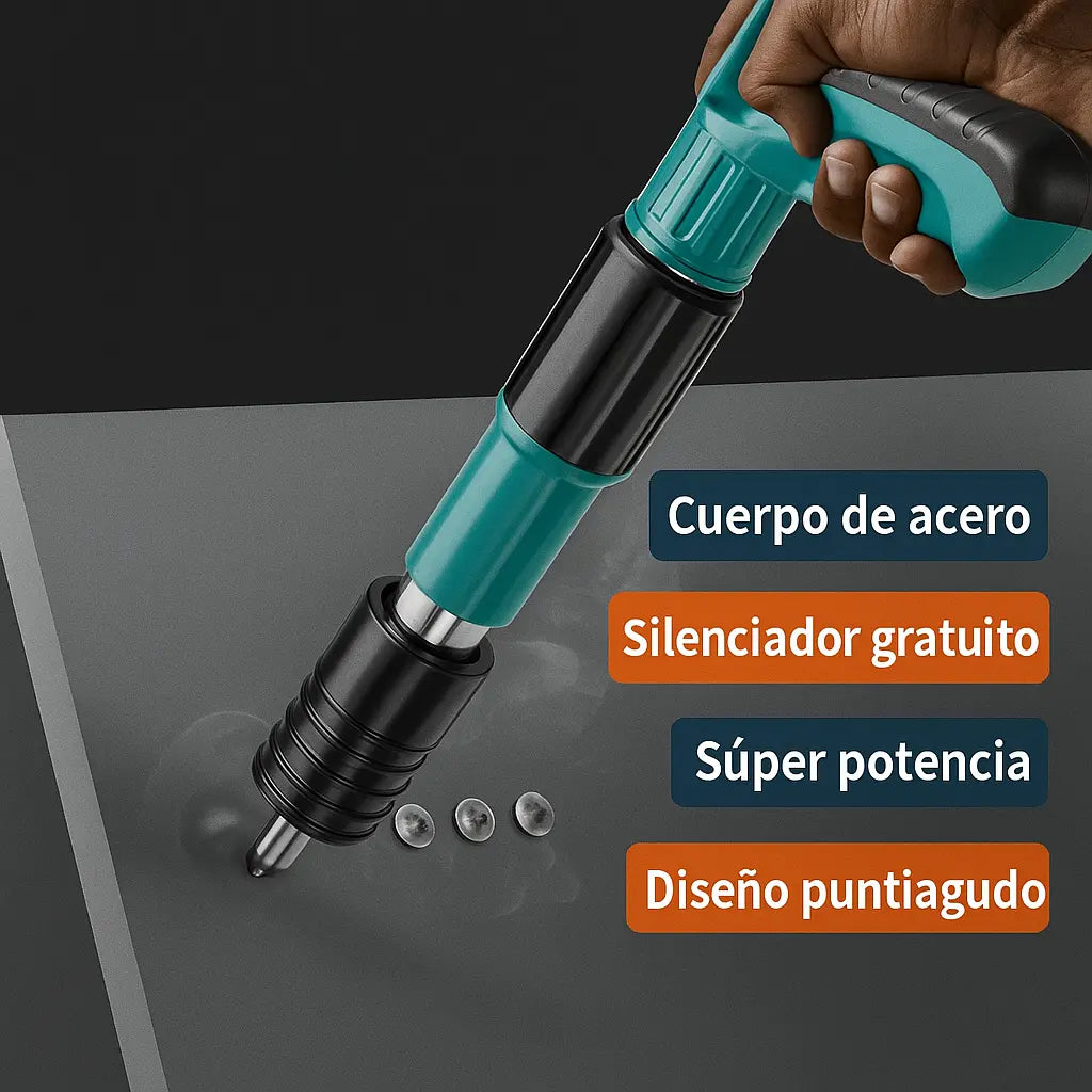 Pistola de Impacto GRATIS: Guantes, Clavos y Lentes – Úsalo en Concreto, Acero y Madera