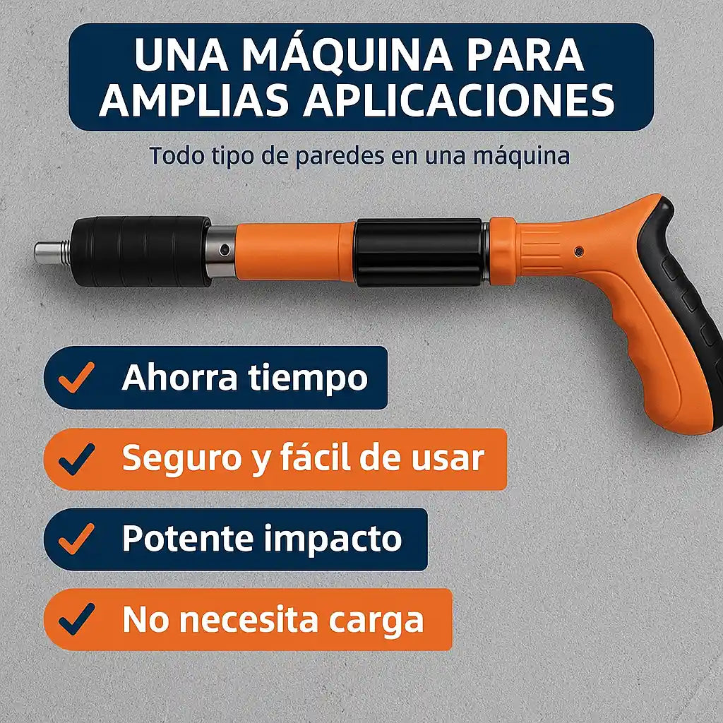 Pistola de Impacto GRATIS: Guantes, Clavos y Lentes – Úsalo en Concreto, Acero y Madera