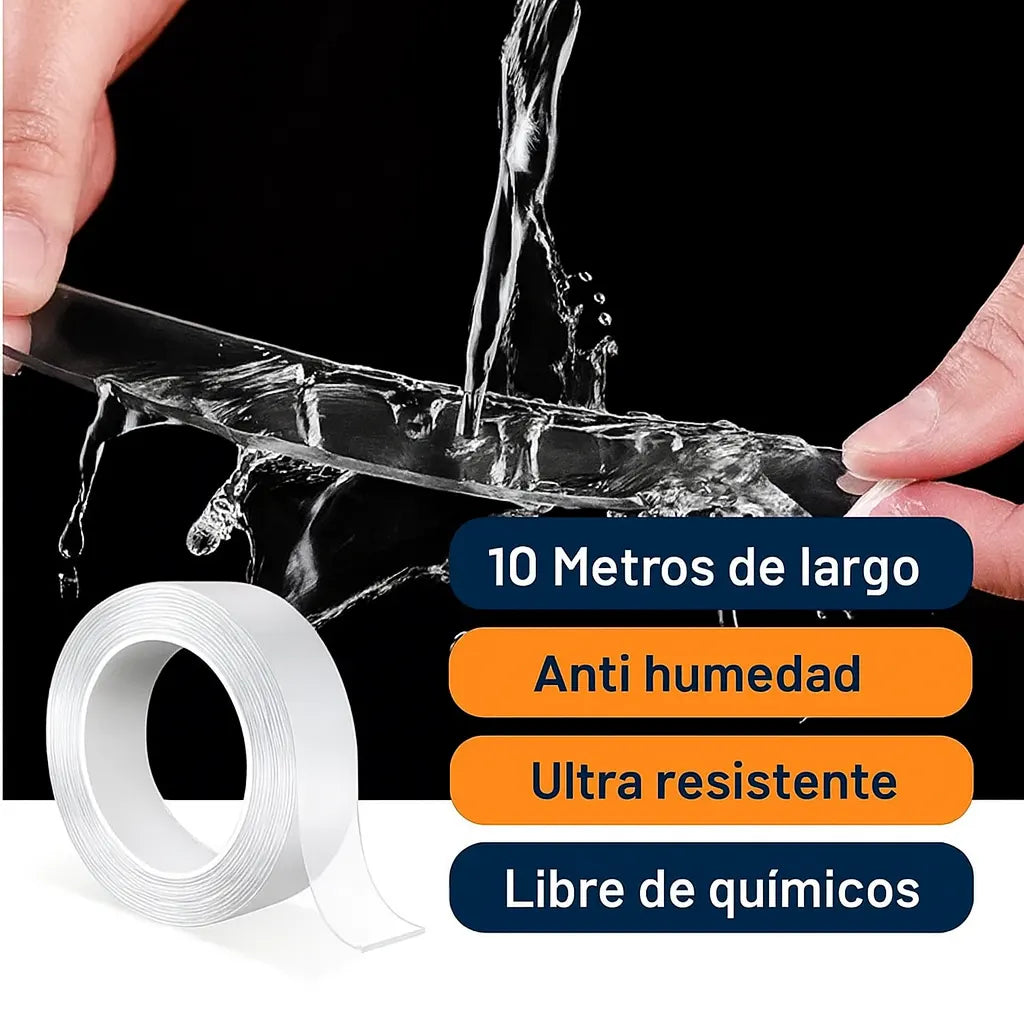 3X1 Cinta Doble Faz Lavable y Reutilizable — Fija sin taladros, sin residuos