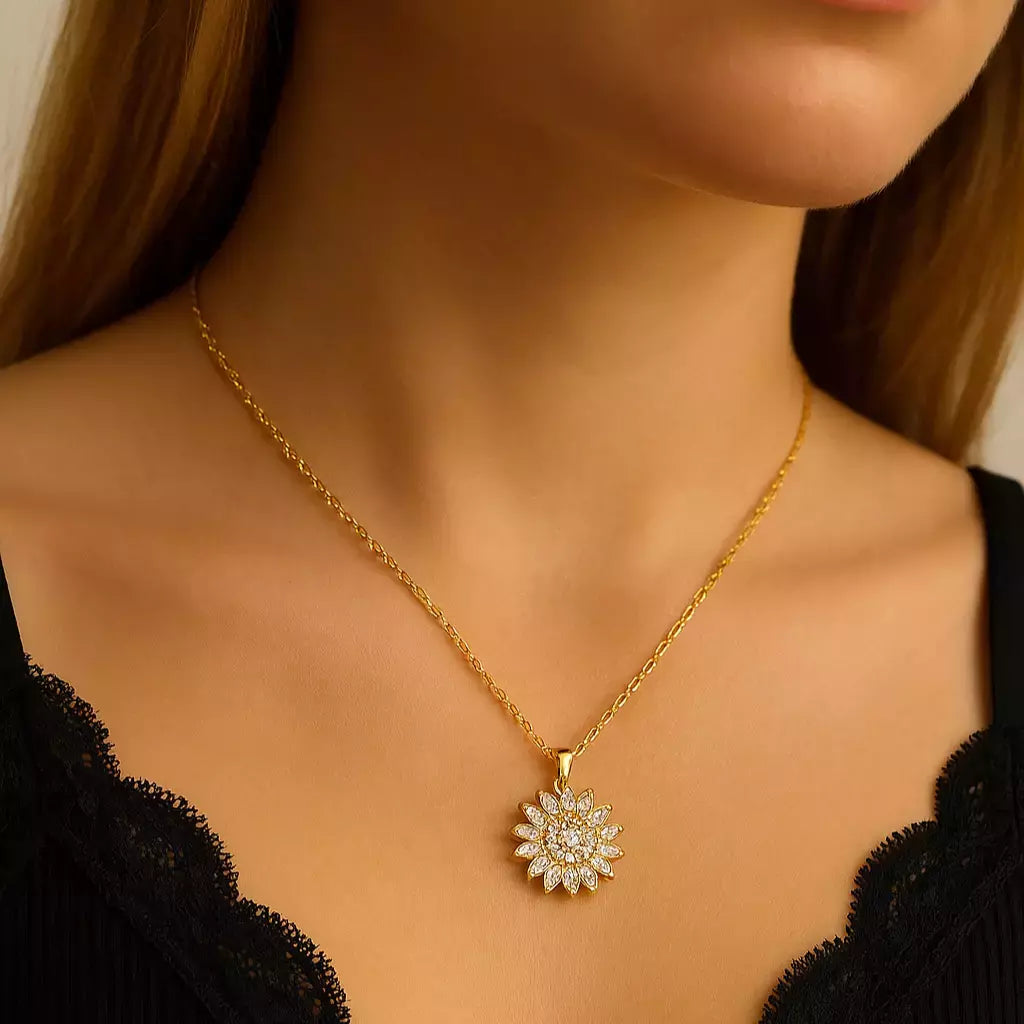 Set Girasol Aureo · Edición Especial  Collar + Anillo + Caja de Regalo