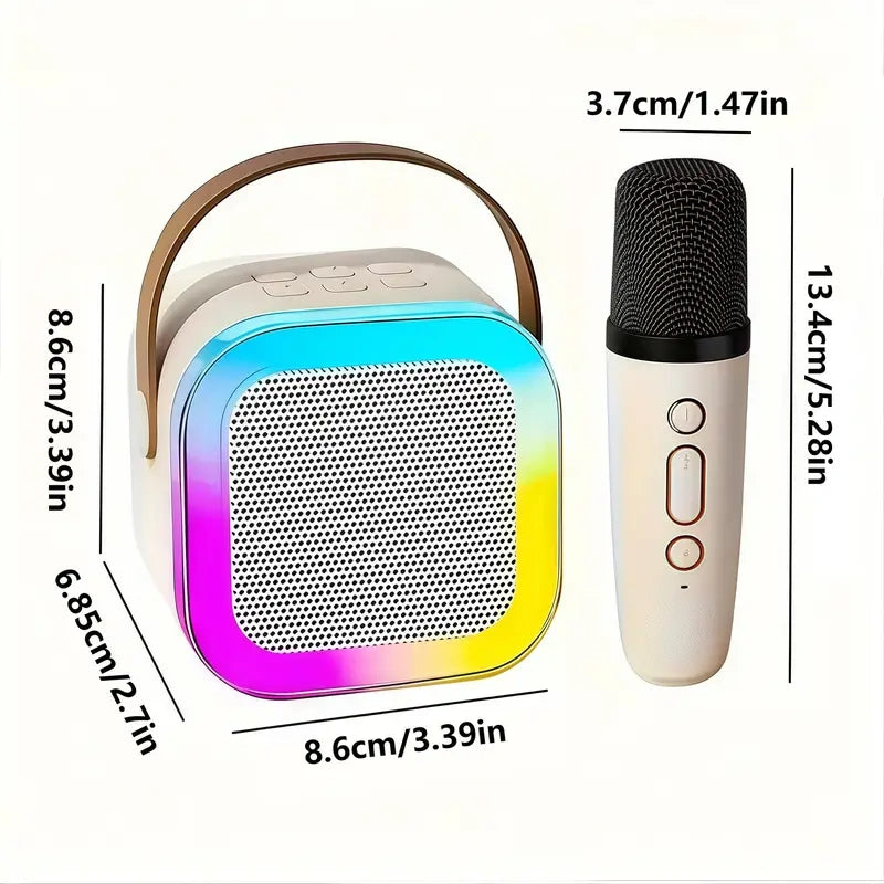 ¡Mini Karaoke Portátil con 2 Micrófonos: Convierte cualquier lugar en una fiesta con el!