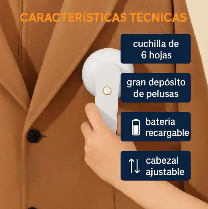 Quita pelusas 6 Cuchillas - Ropa como nueva en segundos.