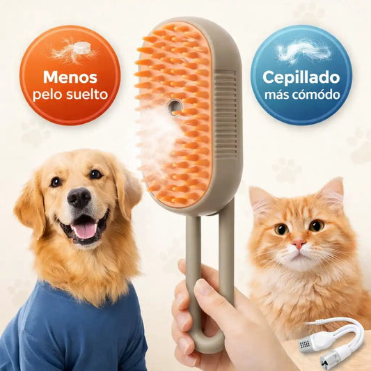 Cepillo a Vapor 3 en 1 para Mascotas.