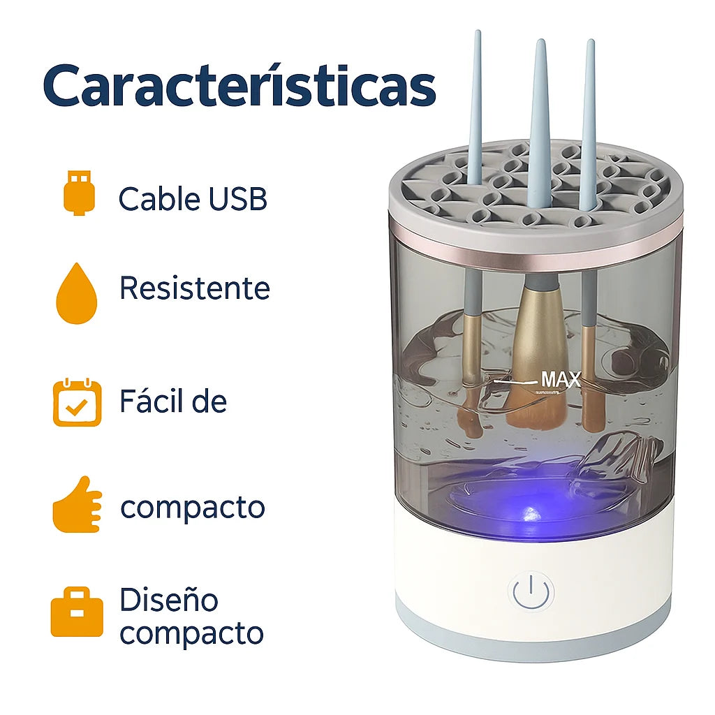 GlowBrush™ — Limpieza automática de brochas en minutos.