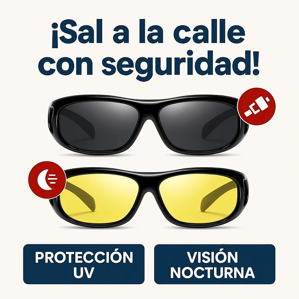 Gafas HD Nocturnas + Gafas de Sol 2×1: Conduce con claridad día y noche