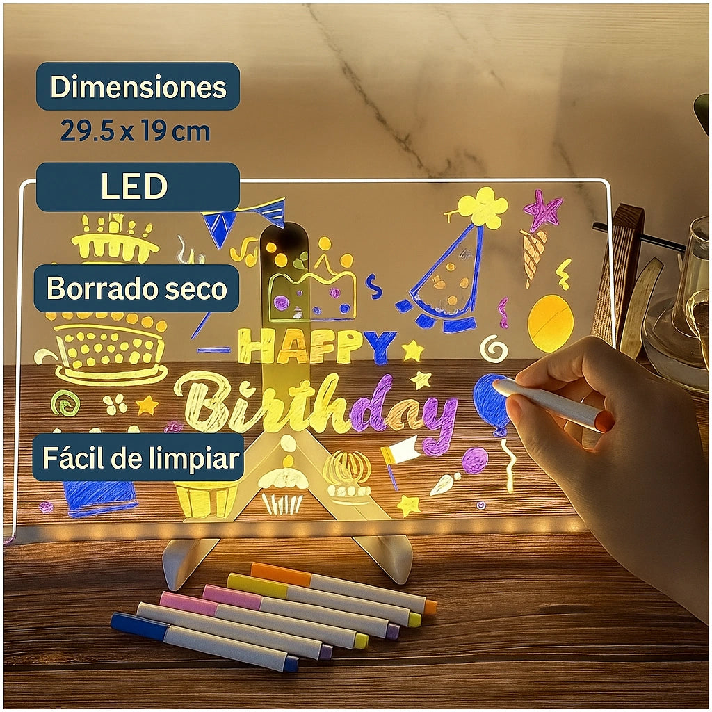 Pizarra LED Mágica™ – dibuja, ilumina y apasiona a tu hijo. Plumones Gratis