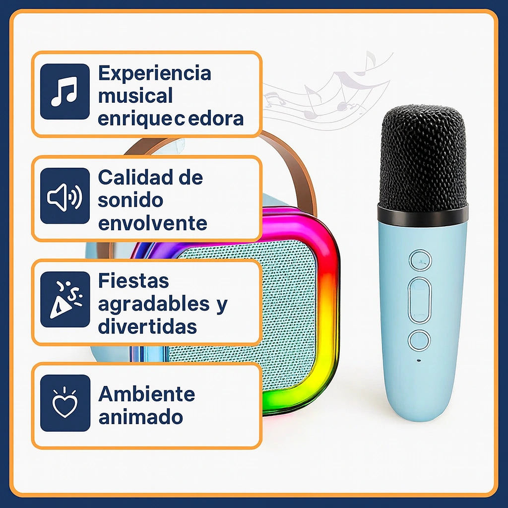 ¡Mini Karaoke Portátil con 2 Micrófonos: Convierte cualquier lugar en una fiesta con el!