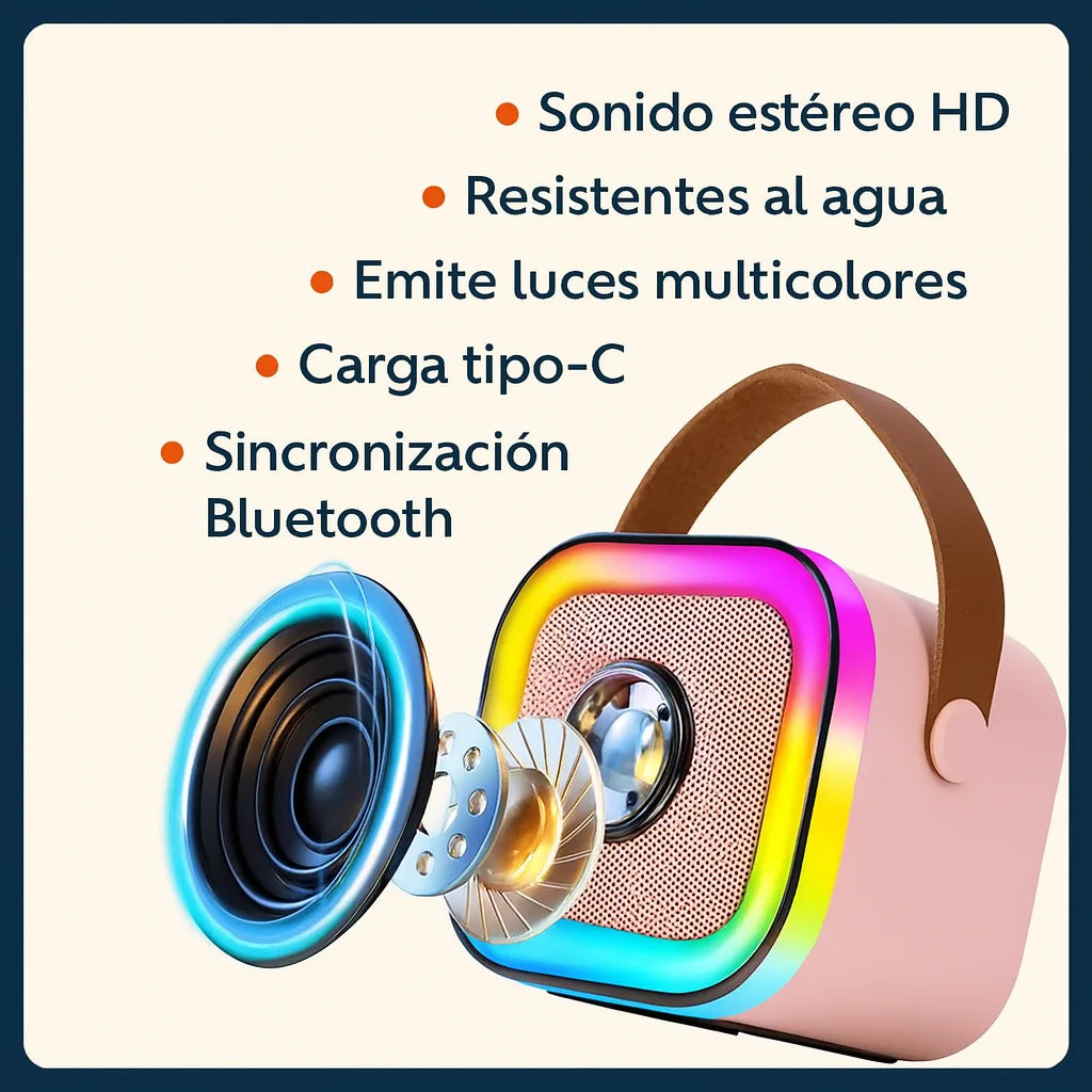 ¡Mini Karaoke Portátil con 2 Micrófonos: Convierte cualquier lugar en una fiesta con el!