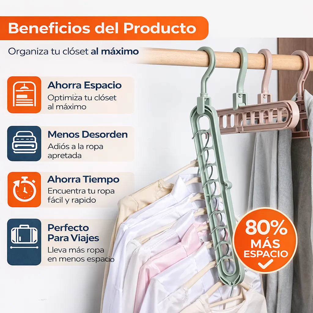 6 Ganchos Organizadores Multi-Ranura Plegable.