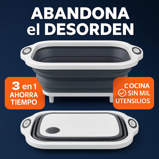 Tabla de Cocina 3 en 1: Corta, Lava y Escurre en un Solo Paso.