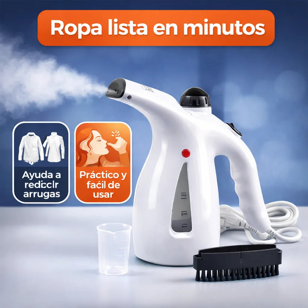 Plancha de Vapor Portátil para Ropa - Ropa lisa en minutos, sin tabla ni esfuerzo.