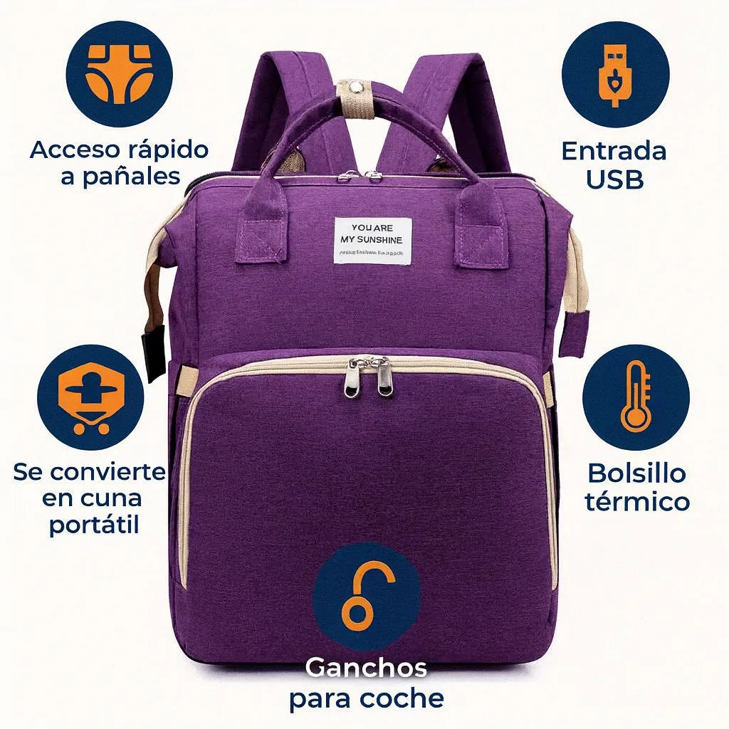 Mochila Multifun­cional de Pañales OrganizaBaby.