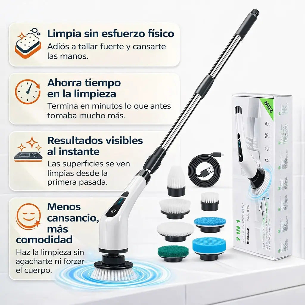 Cepillo Eléctrico de Limpieza Profunda - Limpia todo en minutos, sin esfuerzo.
