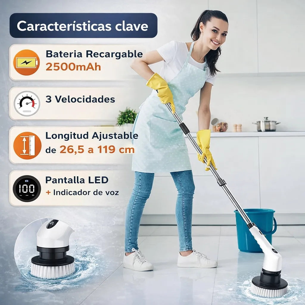 Cepillo Eléctrico de Limpieza Profunda - Limpia todo en minutos, sin esfuerzo.
