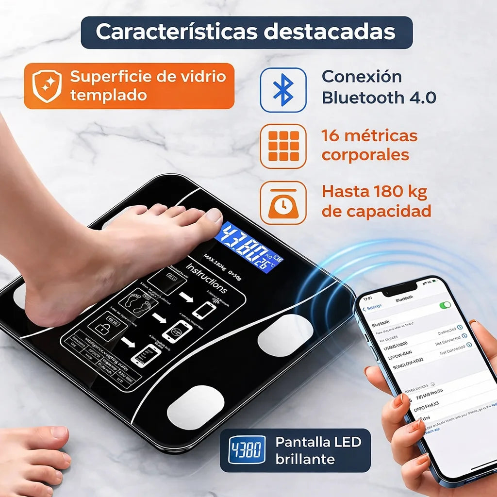 Báscula Inteligente Bluetooth para Controlar tu Progreso Real.