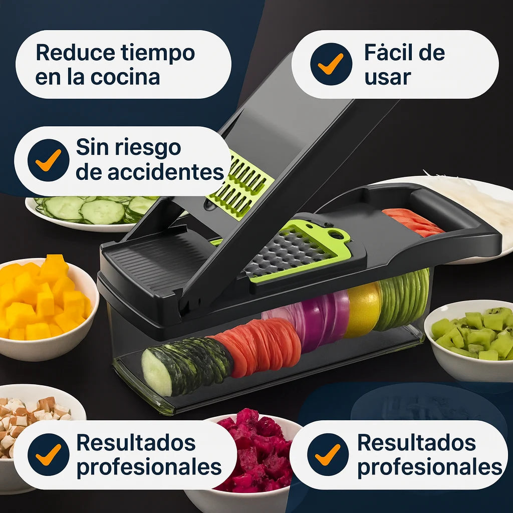 Cortador Multifuncional 16 en 1 para verduras & más. Transforma tu cocina en minutos