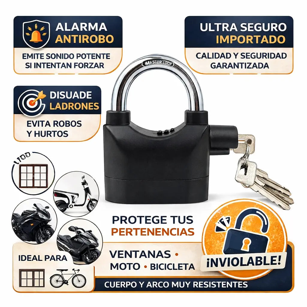 2X1 Candado con alarma que protege incluso cuando no estás.