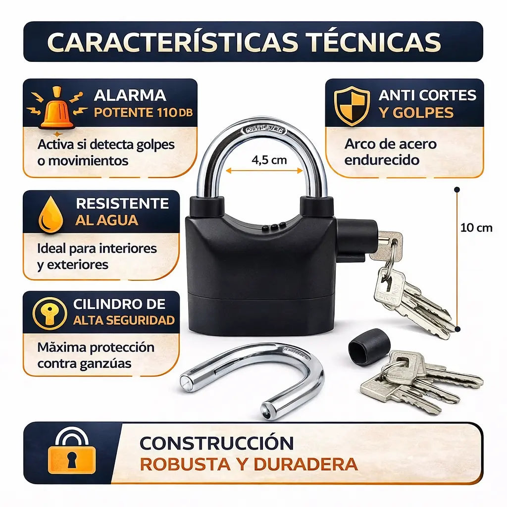 2X1 Candado con alarma que protege incluso cuando no estás.