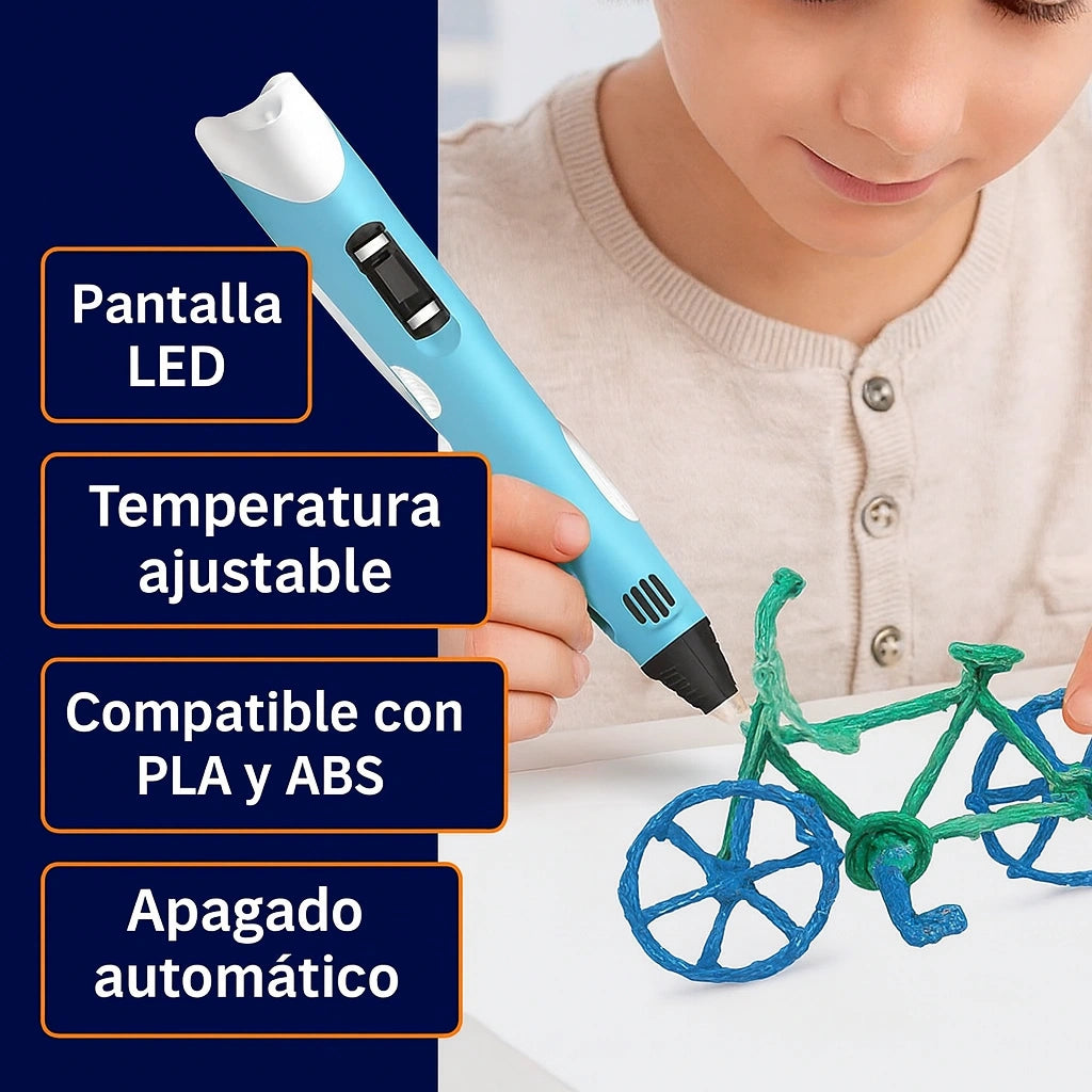 Set Bolígrafo 3D Kidsy® Inlcuye Filamentos PLA - ¡Crea figuras reales desde el dibujo!
