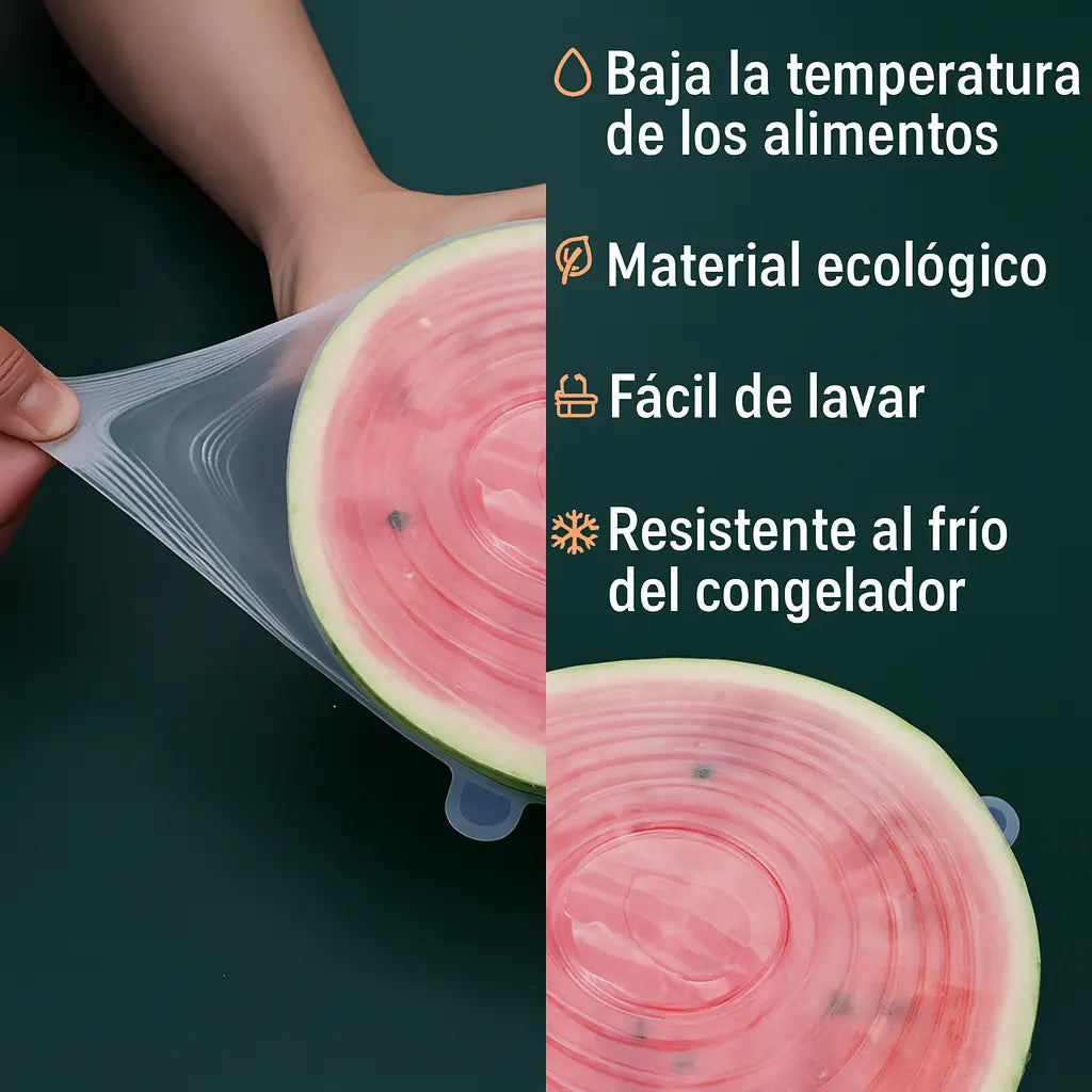 X6 Tapas Silicón Elásticas Reutilizables – Máxima Frescura, Cero Desperdicio
