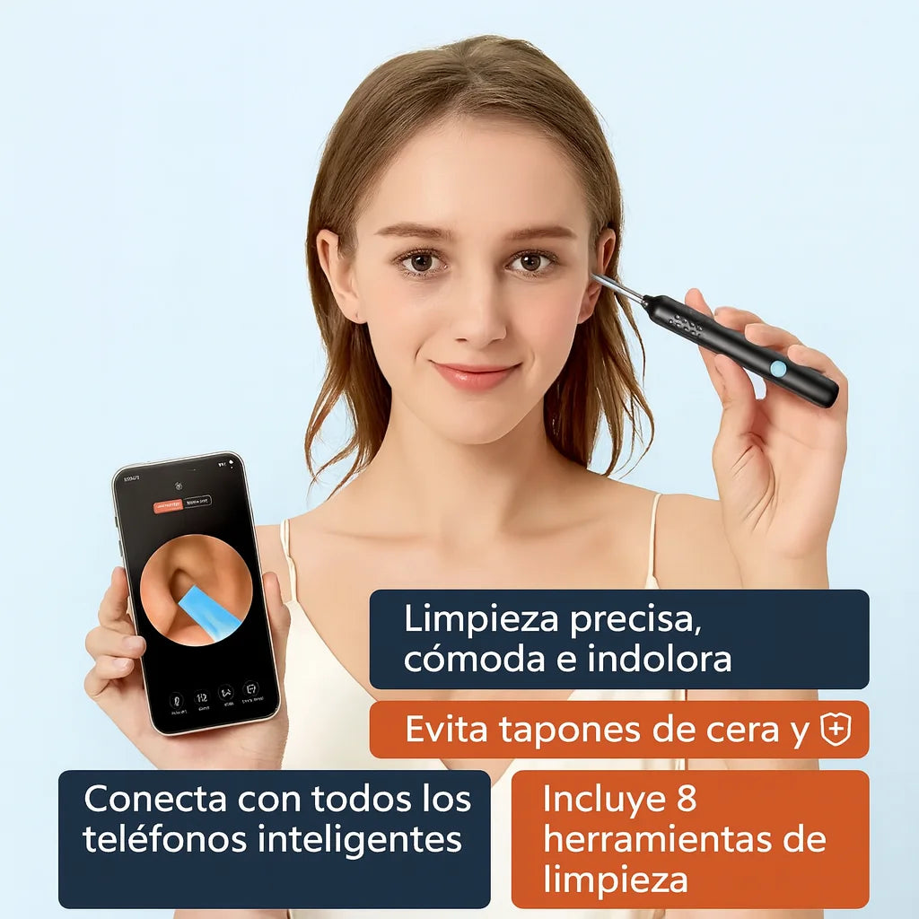 Limpiador de Oídos con Camara HD - Visualiza y limpia tus oídos con precisión
