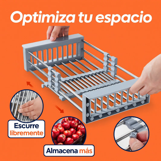 RACK-PRO™ Rejilla Desagüe Ajustable de Acero Inoxidable para Fregadero.