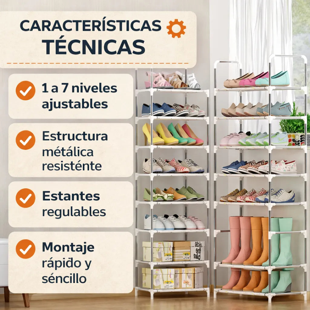 Organizador de Zapatos con 1 a 6 niveles Ajustables.