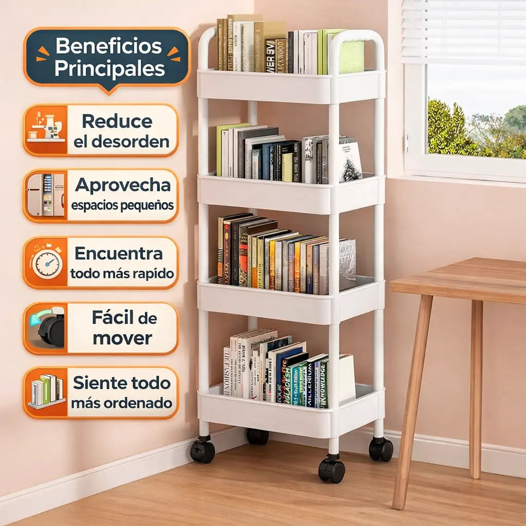 Carrito Organizador de 4 Niveles que Multiplica tu Espacio.