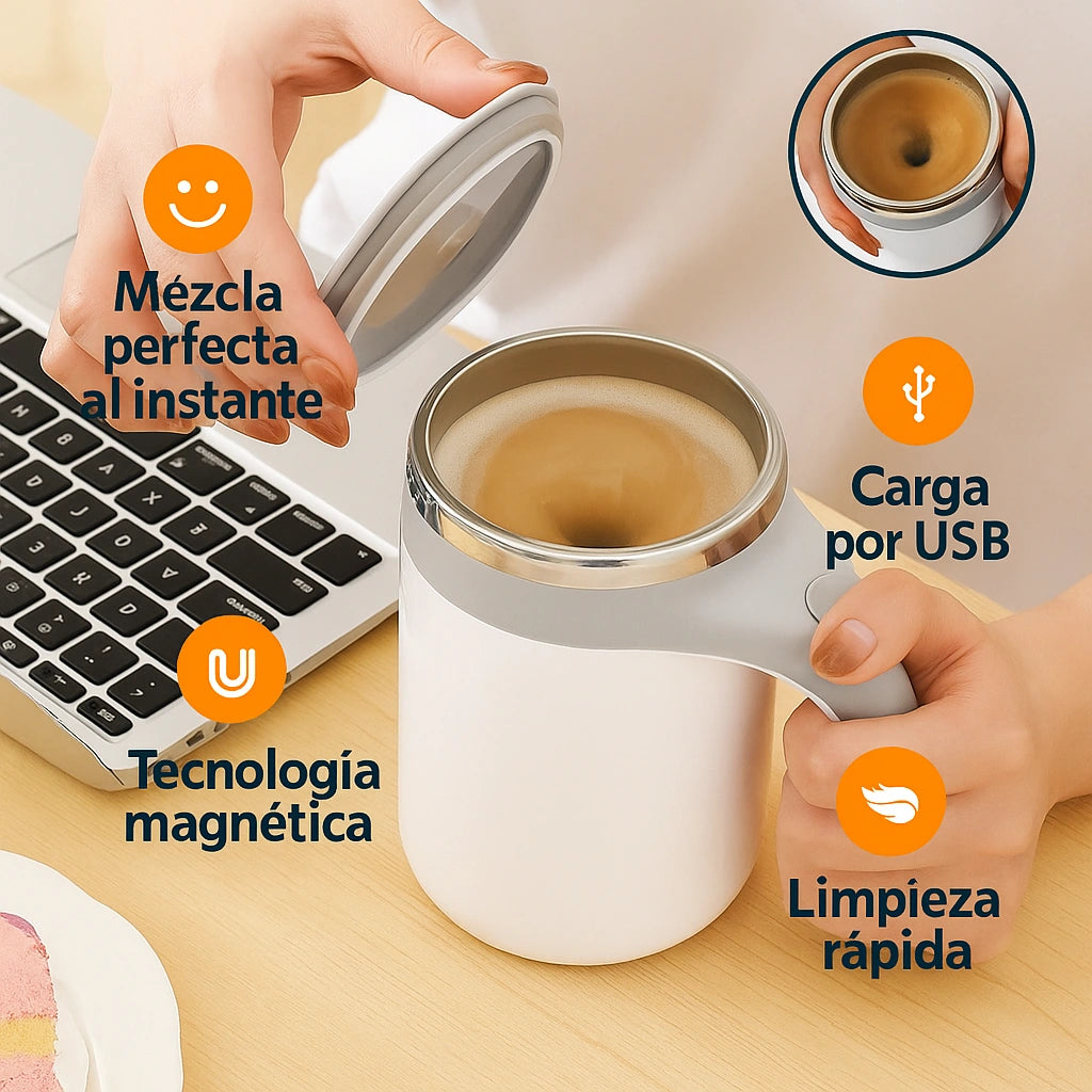 Taza Mezcladora Automática – mezcla perfecta al instante.