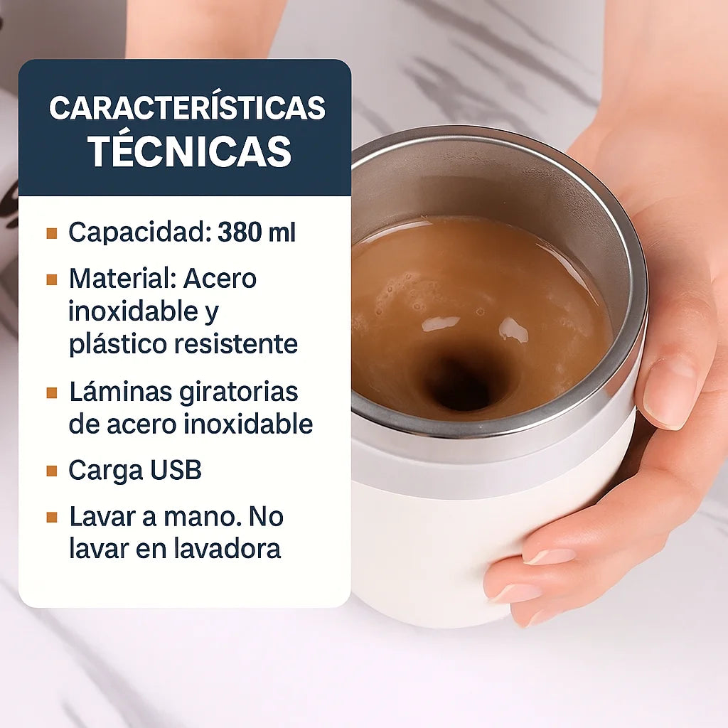 Taza Mezcladora Automática – mezcla perfecta al instante.
