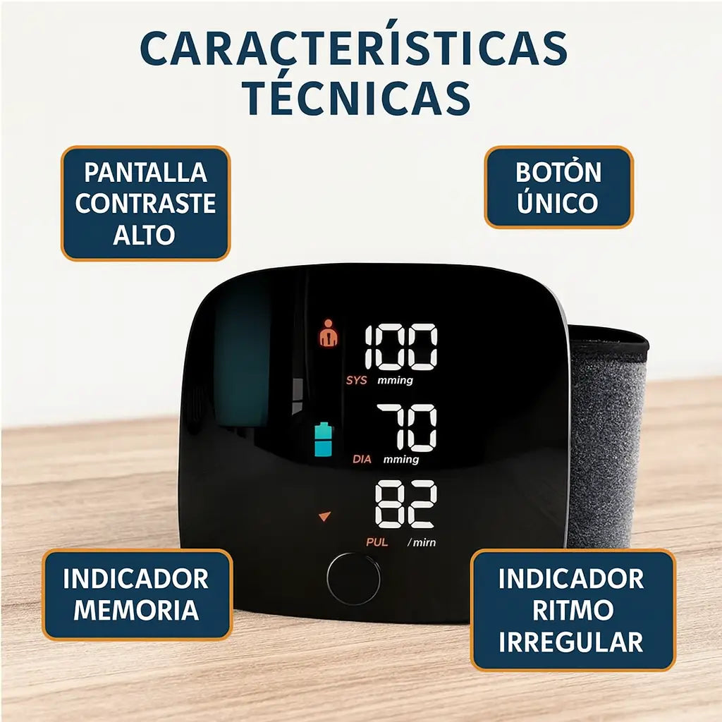 Tensiómetro Digital de Muñeca Recargable – Lecturas rápidas y fáciles.