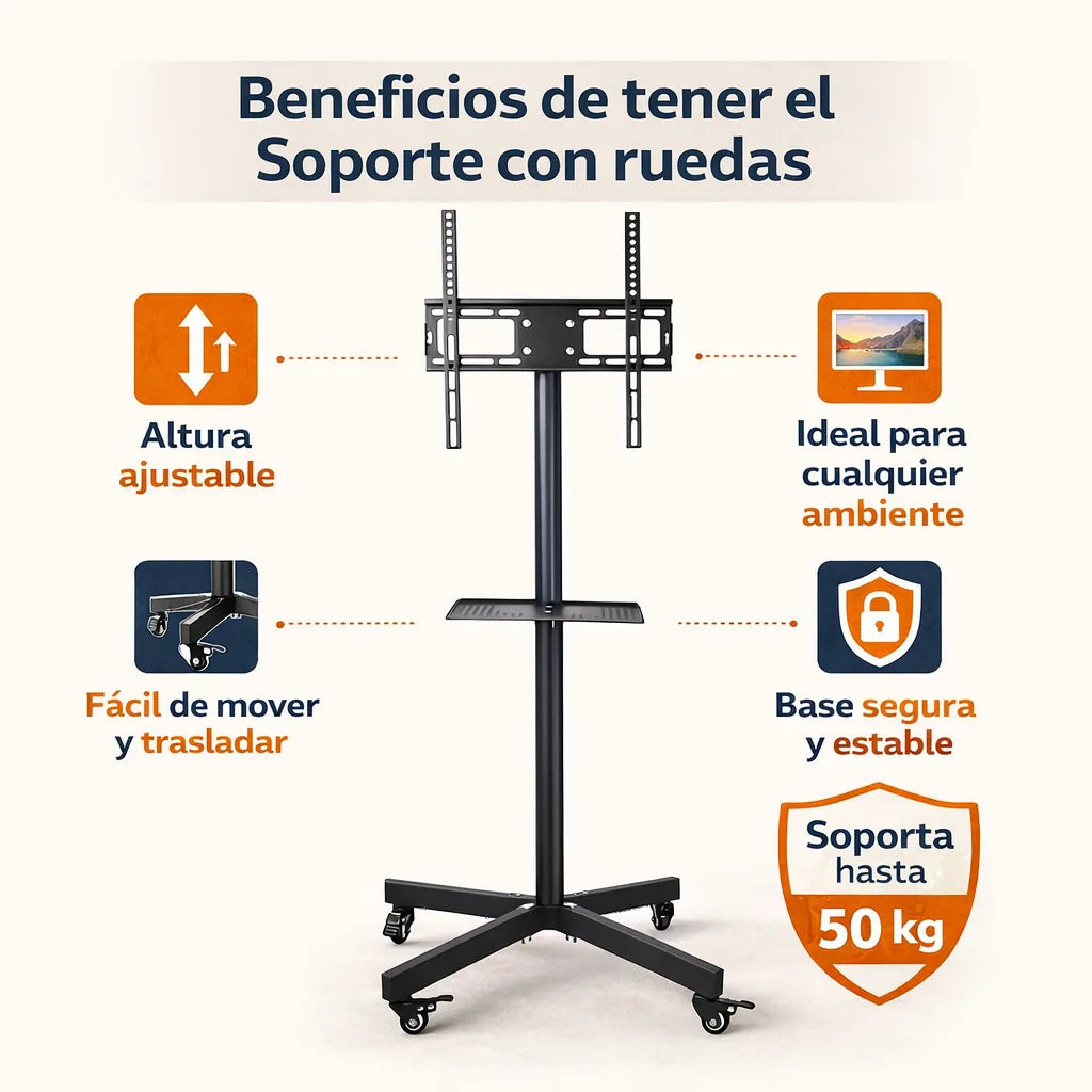 Soporte Móvil de Piso para Ver TV 32"–65”