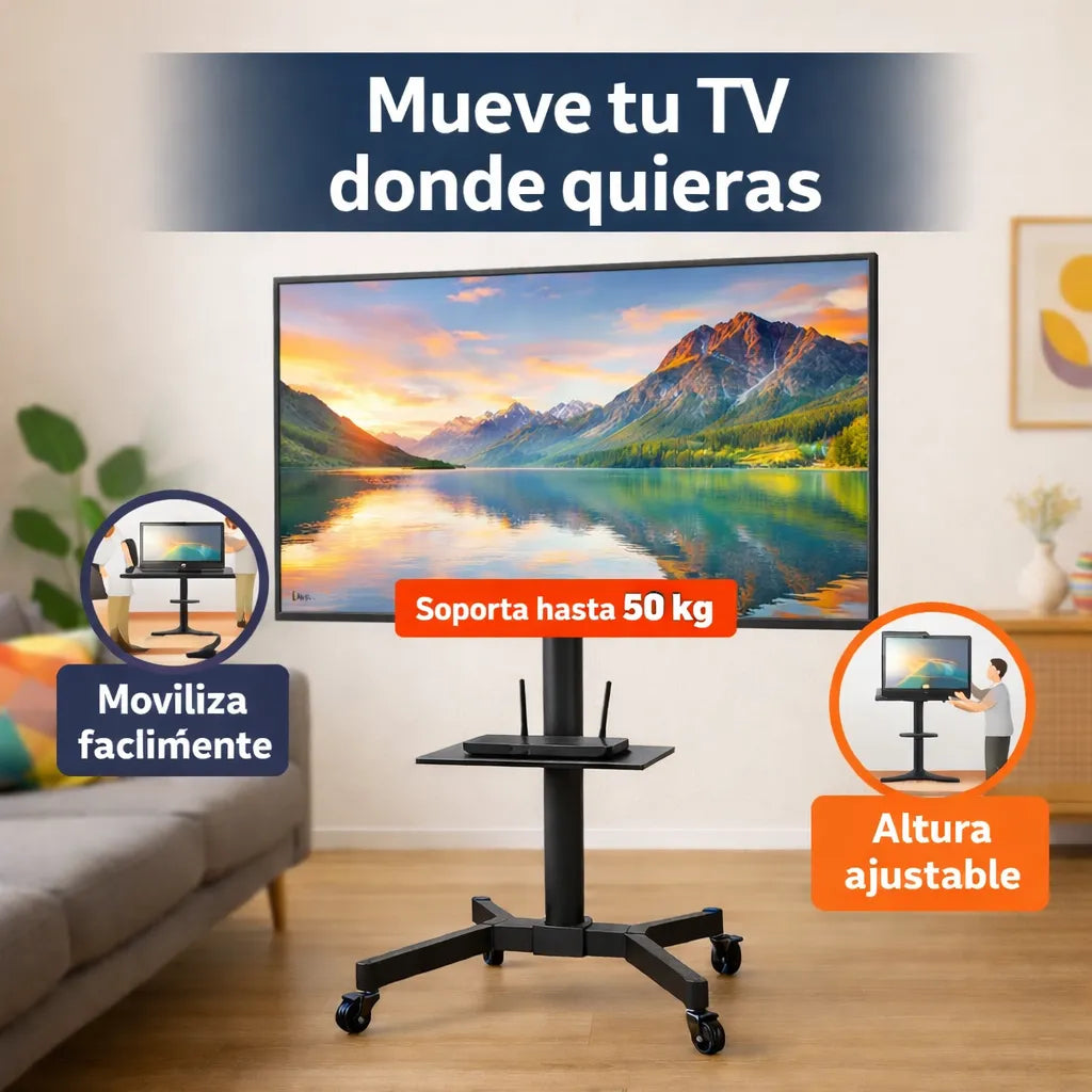 Soporte Móvil de Piso para Ver TV 32"–65”