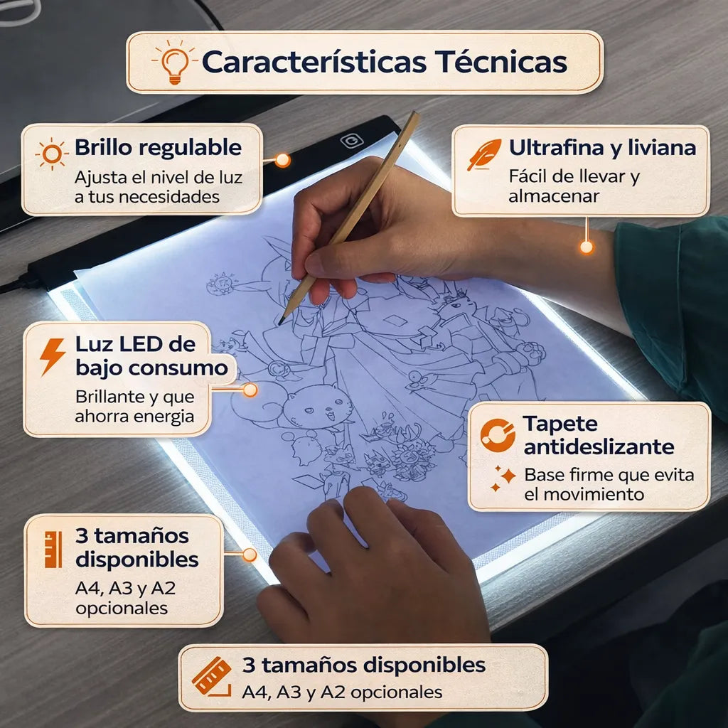 Tablero LED para dibujar con precisión.