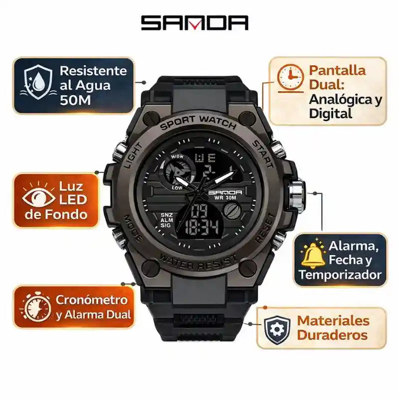 Reloj Deportivo Resistente para Uso Diario.
