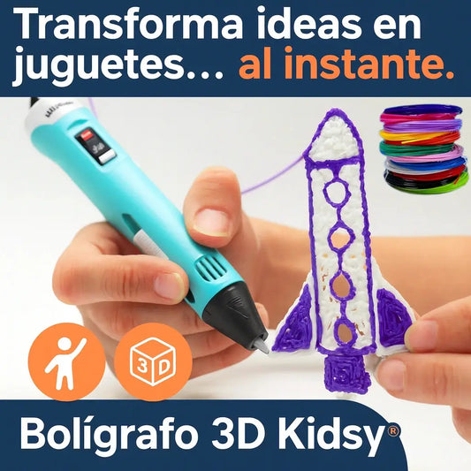 Set Bolígrafo 3D Kidsy® Inlcuye Filamentos PLA - ¡Crea figuras reales desde el dibujo!