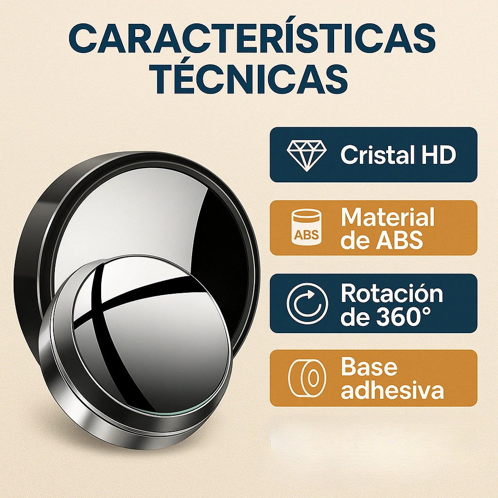 x6 Unidades - Espejo Punto Ciego - Vision Total al Manejar.