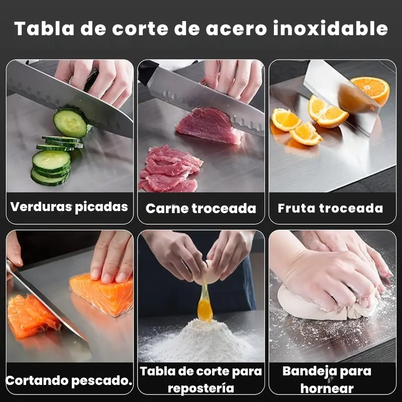 Tabla Premium de Acero Inoxidable – Corta con Higiene