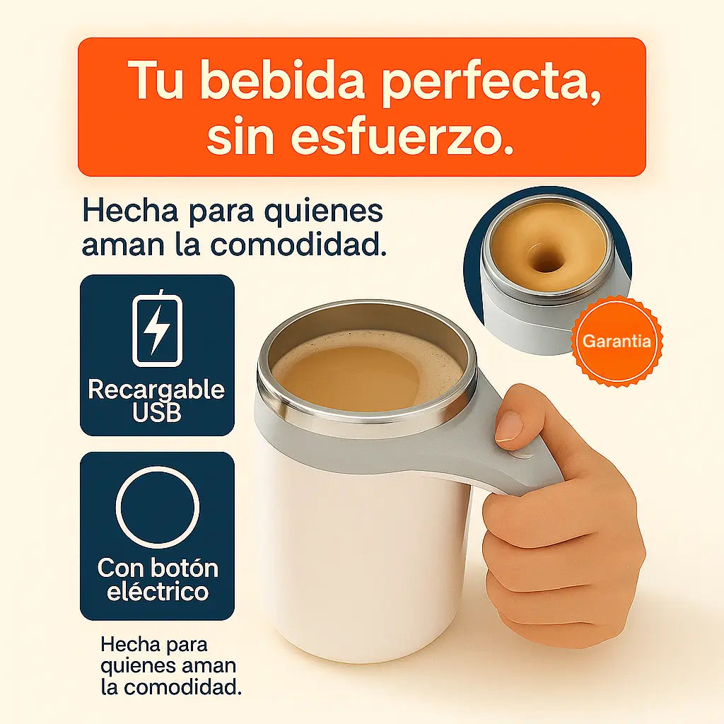 Taza Mezcladora Automática – mezcla perfecta al instante.