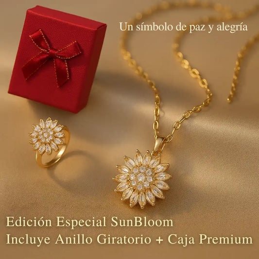 Set Girasol Aureo · Edición Especial  Collar + Anillo + Caja de Regalo