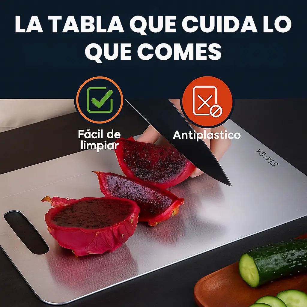 Tabla Premium de Acero Inoxidable – Corta con Higiene